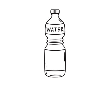 recommend clip art: plastic bottle of water doodle hand drawn icon. Outline drawing plastic bottle of water line clipart symbol