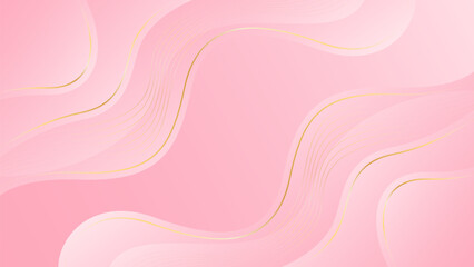Elegant pink luxury background. Abstract wave dynamic wallpaper with gold lines. Template banner background for beauty products, sales, ads, events, web pages and others