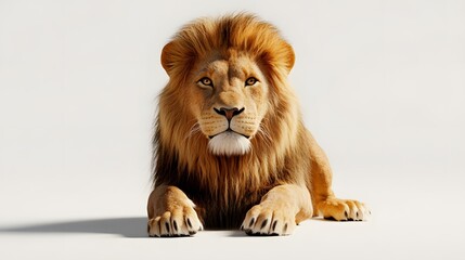Male Lion on Isolated White Background