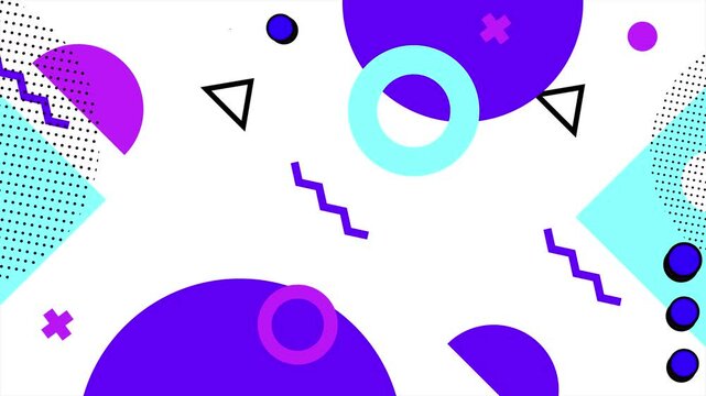 white background with modern abstract design and dynamic geometry and shapes seamless 4k video background motion pop art design