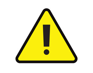 Yellow warning danger sign. Simple vector icon.