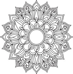Outline Mandala for Coloring Book Page. Oriental Mandala vector. Mandala Coloring book line art vector illustration. Vector abstract mandala pattern.