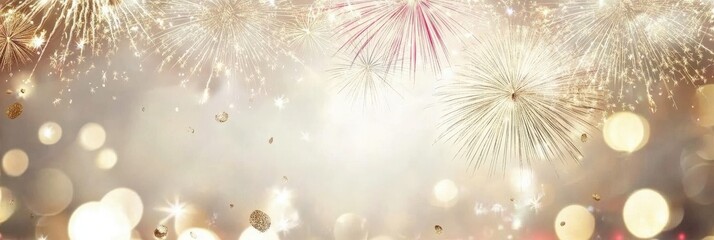 Vibrant Fireworks Display Illuminating the Night Sky with Bright Explosions and Twinkling Stars for Celebrations and Festivities