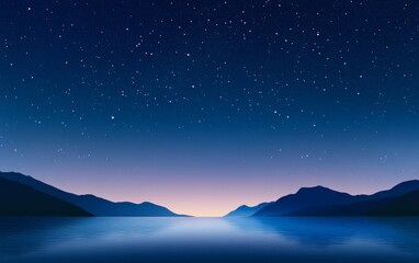 Night Sky Over a Serene Lake with Silhouetted Mountains