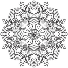 Outline Mandala for Coloring Book Page. Oriental Mandala vector. Mandala Coloring book line art vector illustration. Vector abstract mandala pattern.