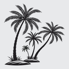 Fototapeta premium palm-tree silhouette vector art and illustration