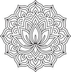 Outline Mandala for Coloring Book Page. Oriental Mandala vector. Mandala Coloring book line art vector illustration. Vector abstract mandala pattern.