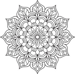 Outline Mandala for Coloring Book Page. Oriental Mandala vector. Mandala Coloring book line art vector illustration. Vector abstract mandala pattern.