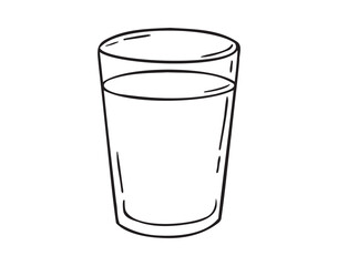 glass of water doodle hand drawn icon. Outline drawing glass of water line clipart symbol