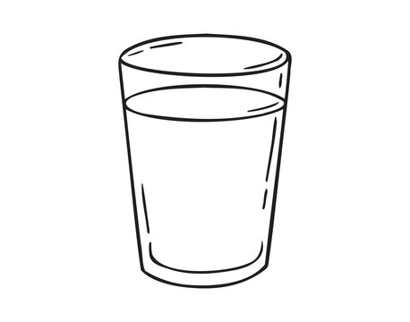 recommend clip art: glass of water doodle hand drawn icon. Outline drawing glass of water line clipart symbol