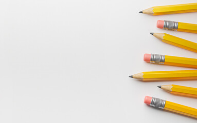 Yellow pencils on a gray background. Template Copy space for text. mockup. 3d render