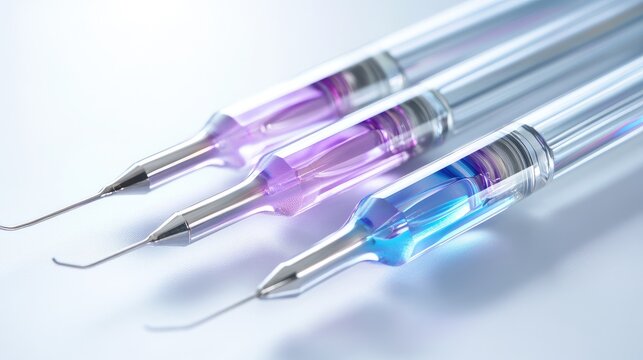 Close-up of advanced dental laser tips set on a clean white surface.
