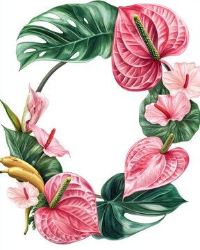 pink anthurium flowers tropical arrangement clip art preview