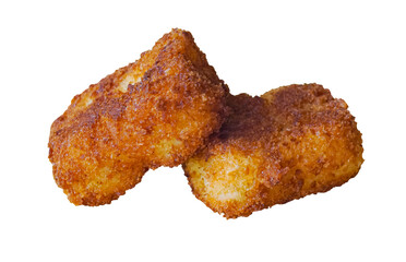 Two pieces of cutlet on a white background