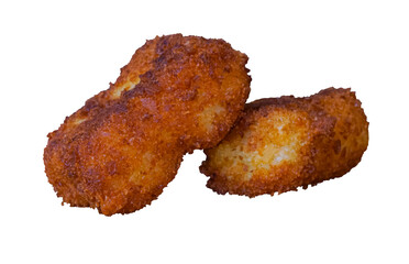 Two pieces of cutlet on a white background