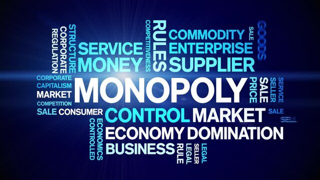 Monopoly animated word cloud;text design animation tag kinetic typography seamless loop.