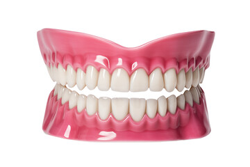 Obraz premium 3d illustration teeth or dentures, closed human mouth upper and lower jaw isolated on transparent background. Generative ai