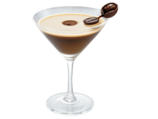 Espresso Martini A chic cocktail made with vodka, coffee liqueur, and a shot of fresh espresso. The drink is bo