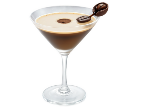 Espresso Martini A chic cocktail made with vodka, coffee liqueur, and a shot of fresh espresso. The drink is bo