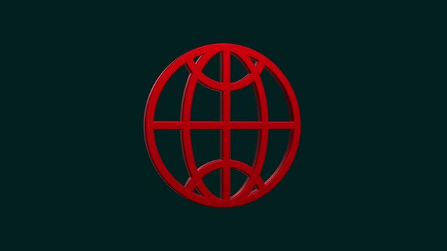 A detailed 3D globe icon featuring a spherical design with textured continents and rotating axes. It has vibrant colors, soft shadows, and a smooth, polished surface, symbolizing global connectivity.