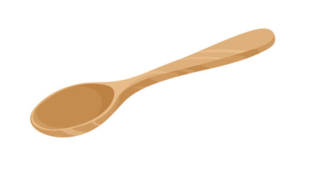 Empty wooden spoon isolated on white background. Vector cartoon flat illustration.