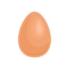 Brown chicken egg isolated on white background. Vector cartoon flat illustration. Food icon.