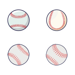Baseball Ball Clipart Illustration Vector Collection, American Baseball Sport Isolated Equipment, Baseball Drawing Abstract Baseball Outline Icon symbol Vector Set
