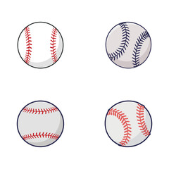 Baseball Ball Clipart Illustration Vector Collection, American Baseball Sport Isolated Equipment, Baseball Drawing Abstract Baseball Outline Icon symbol Vector Set