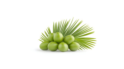 A bunch of ripe Saw Palmetto fruits presented against a white background. Saw Palmetto on White Background. Concept Product Photography