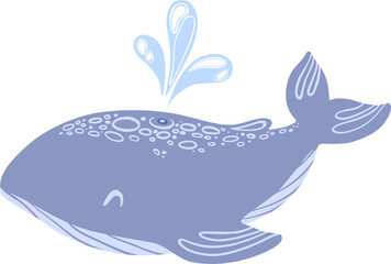 Vector hand drawn cartoon whale.