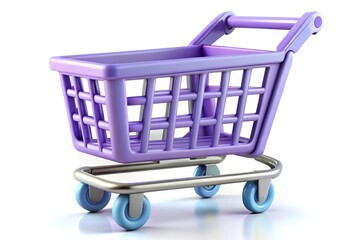 purple with blue shopping cart 3d render icon isolated on white background 