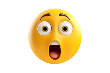3D Rendering shocked yellow emoji isolated on transparent background. Generative ai
