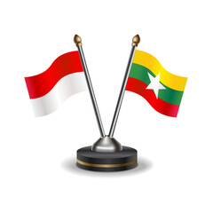Indonesia and Myanmar table flags relation with background transparent