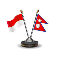 Indonesia and Nepal table flags relation with background transparent
