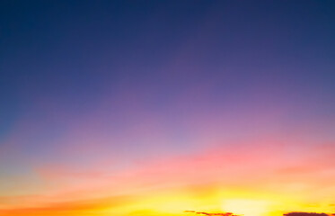 Fototapeta premium Sky sunset evening background sunrise dusk cloud dramatic orange twilight red warm sunny dawn sunshine romantic calm nature, cloudscape summer autumn spring scene, environment ecosystem energy.