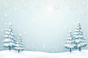 Obraz premium A cozy snow-themed Christmas pattern showcasing intricate snowflakes, soft winter tones, and snowy trees for a warm, festive design..