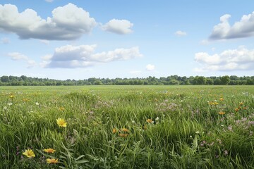 Vibrant wildflower meadow flourishing thanks to effective land restoration initiatives.