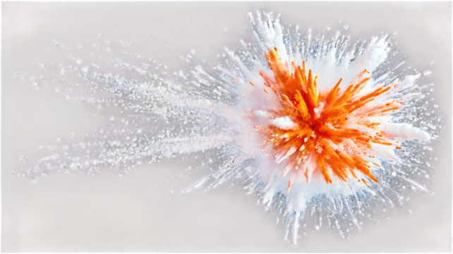 An explosion of color and texture, resembling a vibrant burst of fireworks on a dark background.