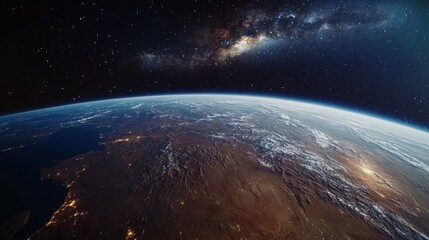 Obraz premium Ultra detailed, photorealistic depiction of Earth from space with a focus on the Japanese Alps during winter