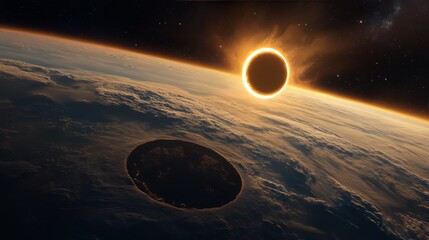 Obraz premium Ultra detailed, photorealistic depiction of Earth from space with a view of the Yucatan Peninsula
