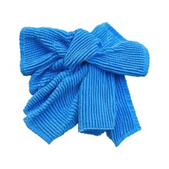 Bright Blue Cleaning Cloth, Crumpled Texture, Cleaning Supplies, Isolated on White Background Cutout