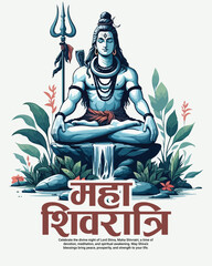 Happy maha shivratri and Subh shivratri with lord shiva social media post banner template