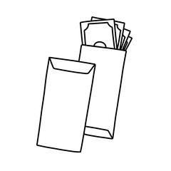 Eid al-Fitr allowance in an envelope. Thin line illustration.