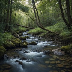 Obraz premium stream in the forest