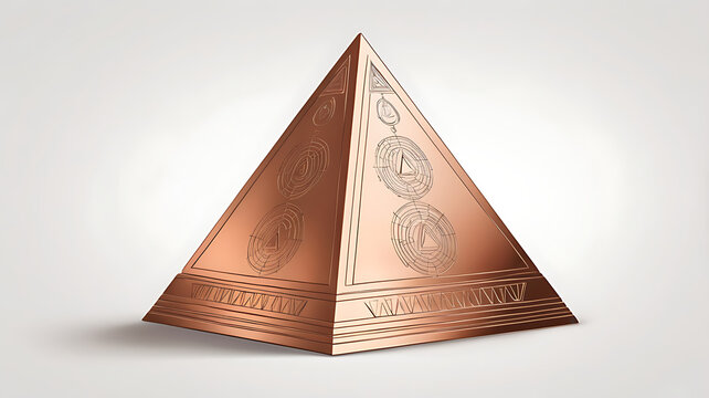 A pyramid-shaped copper vastu tool, known for channeling positive energy, isolated on a plain white background.