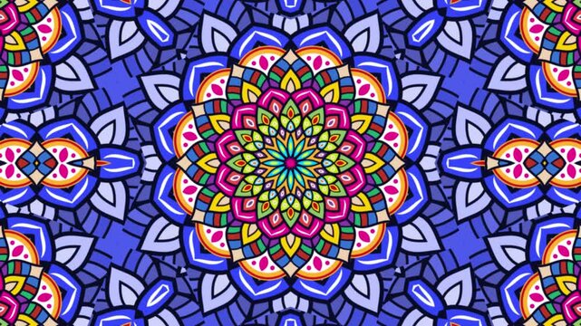 kaleidoscope mandala abstract background of trippy art psychedelic trance to open third eye with visuals energy chakra futuristic audiovisual vj seamless loop	