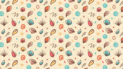 Floral brush line hand drawn pattern background designs