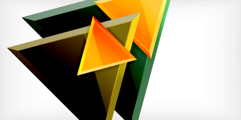 Abstract background - colorful triangles with 3d effect. Vector Illustration For Wallpaper, Banner, Background, Card, Book Illustration, landing page