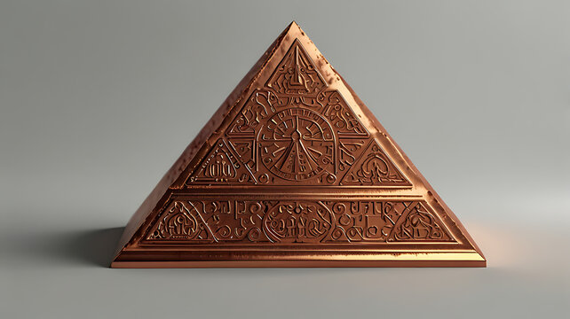 A pyramid-shaped copper vastu tool, known for channeling positive energy, isolated on a plain white background.