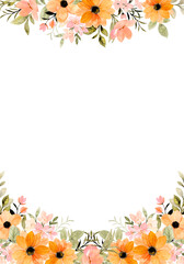 watercolor flower frame background vector